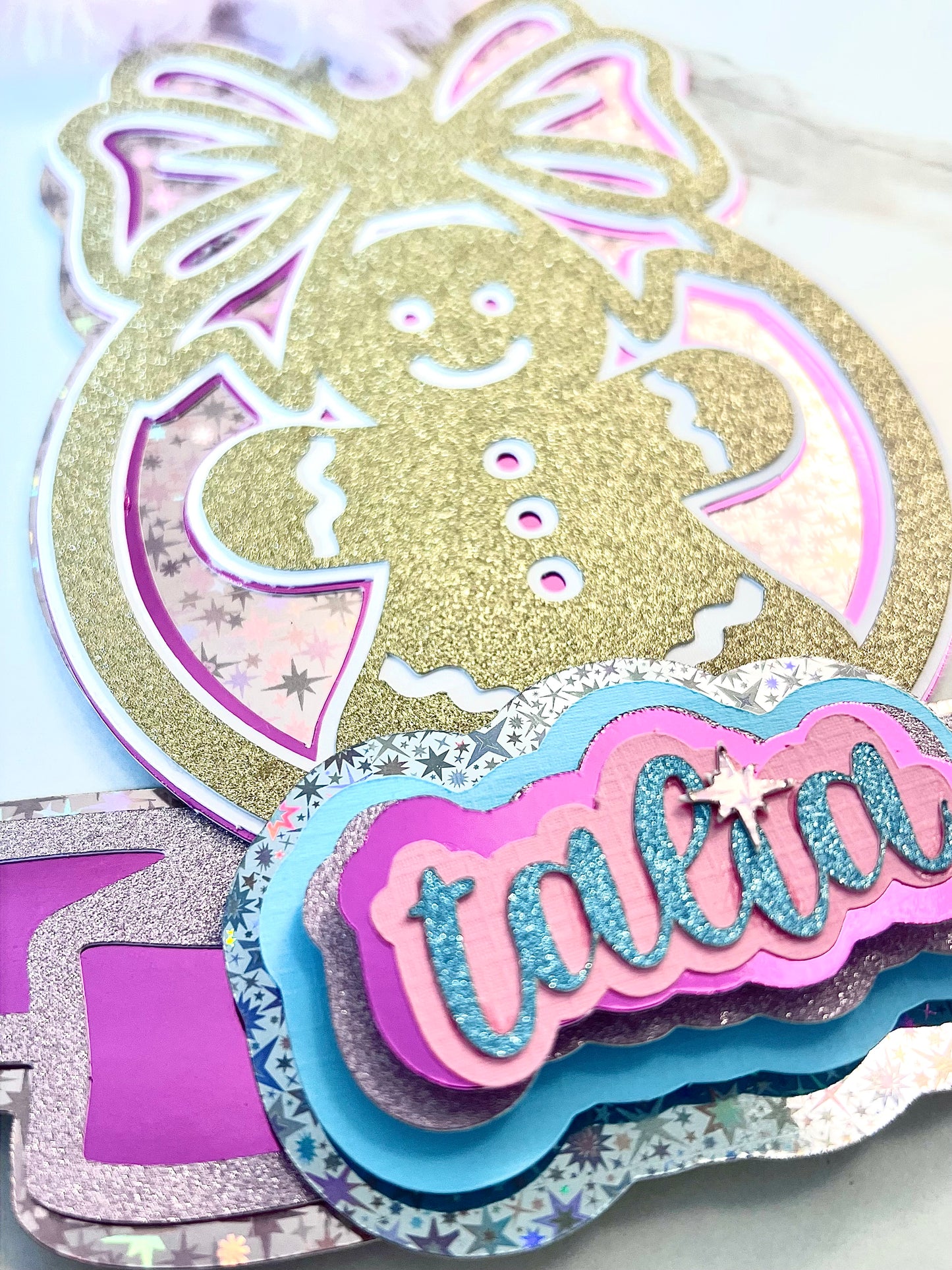 Custom Christmas Gingerbread Ornament • Personalized Name • Layered 3D Handmade Decor