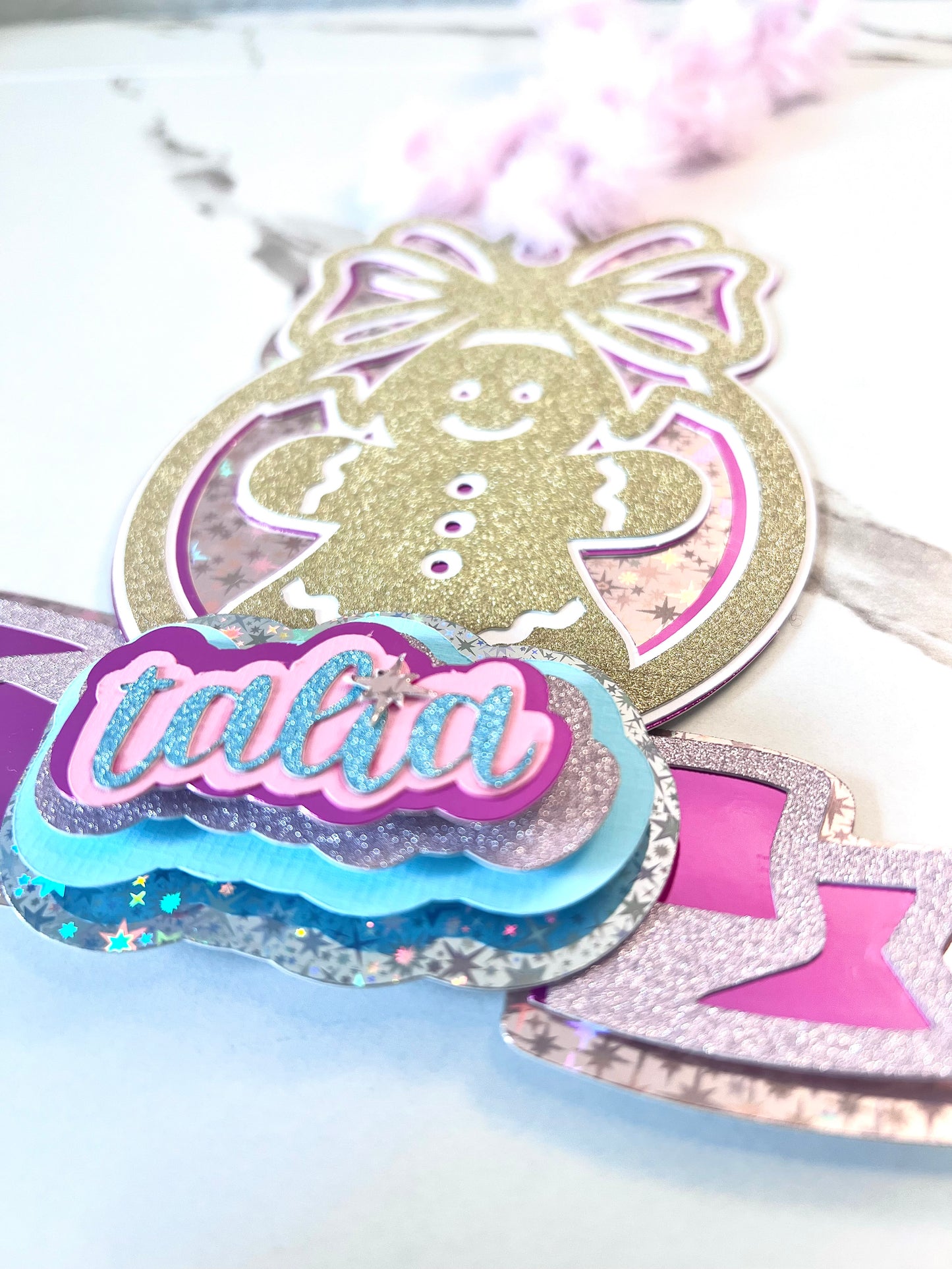 Custom Christmas Gingerbread Ornament • Personalized Name • Layered 3D Handmade Decor