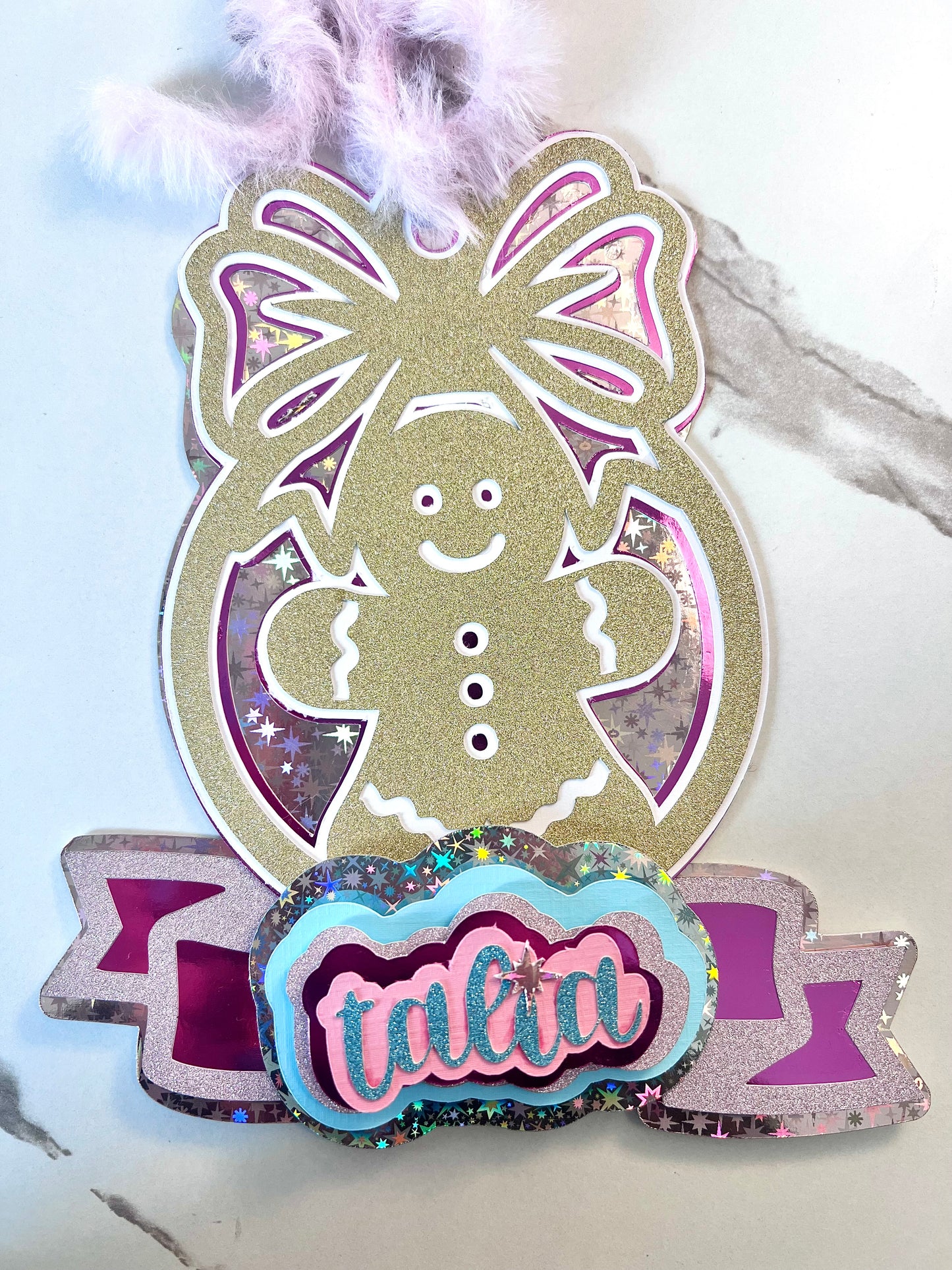 Custom Christmas Gingerbread Ornament • Personalized Name • Layered 3D Handmade Decor