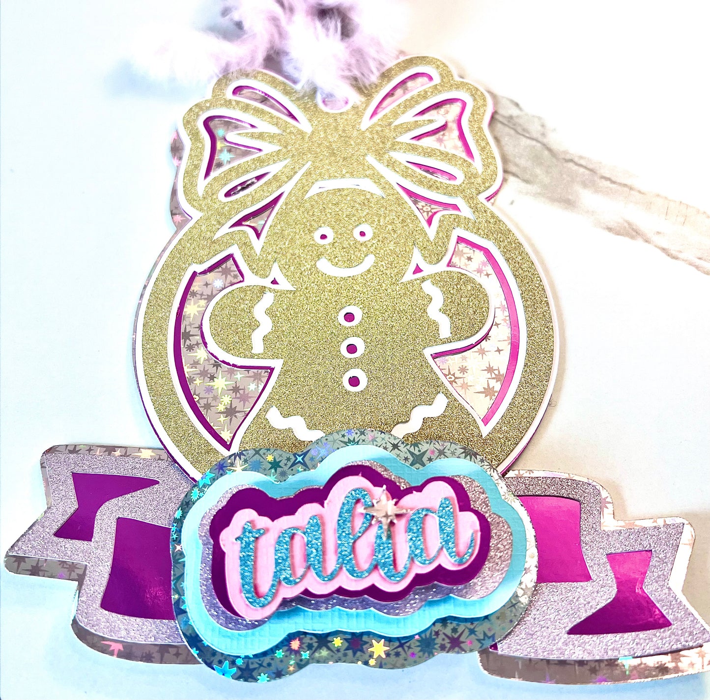 Custom Christmas Gingerbread Ornament • Personalized Name • Layered 3D Handmade Decor