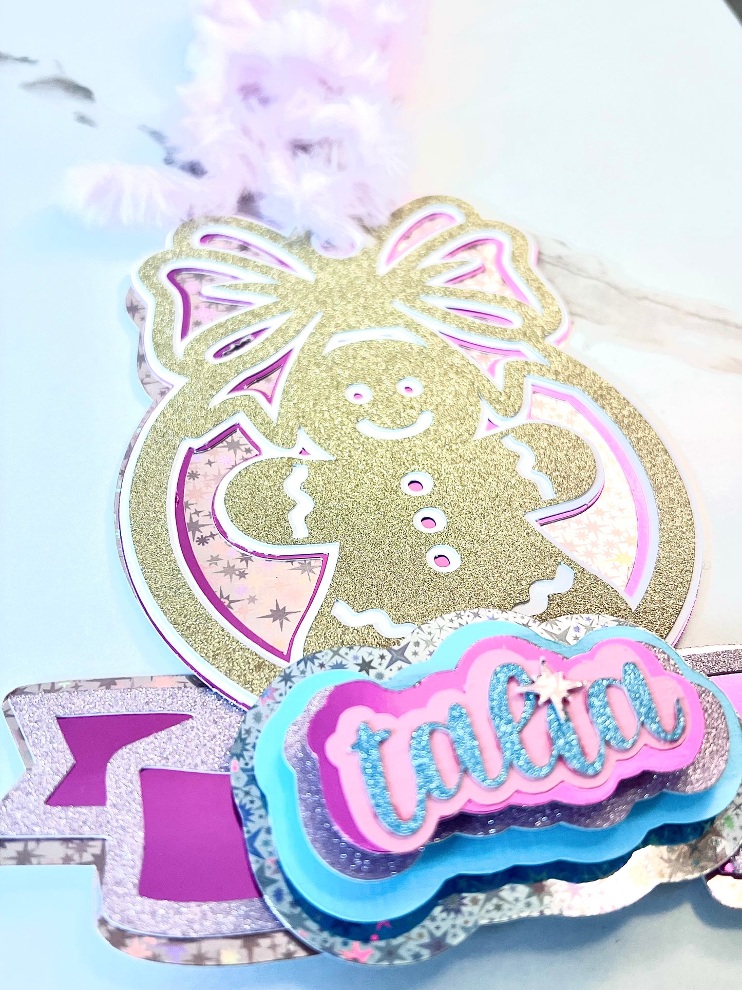 Custom Christmas Gingerbread Ornament • Personalized Name • Layered 3D Handmade Decor